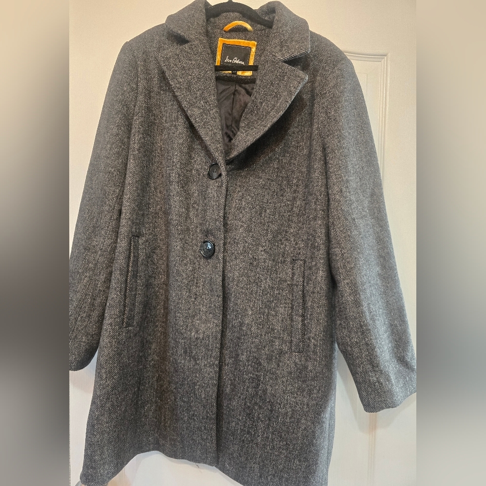 Sam Edelman Gray Wool Blend Herringbone Coat